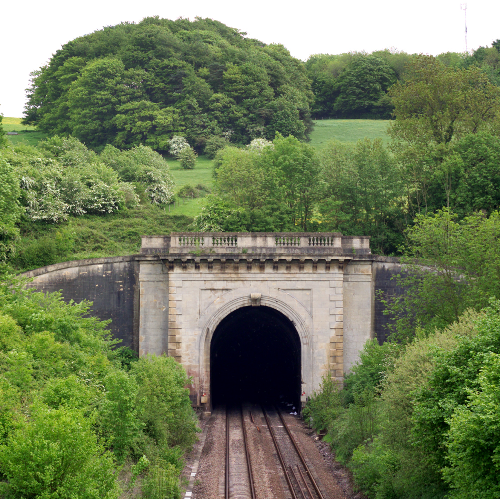 Stone western portal of Box railway tunnel