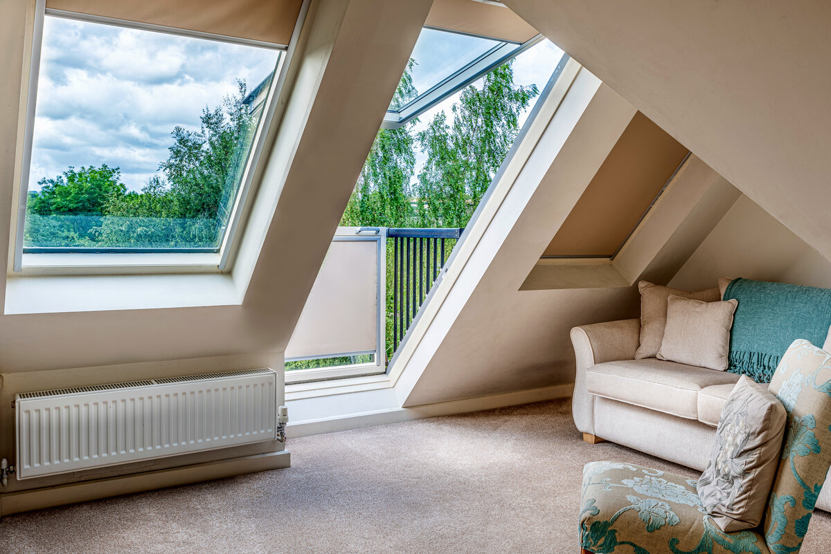Room 8 · seating area and Juliet balcony window